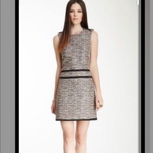 Rebecca Roy tweed beige metallic dress size 0.